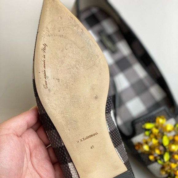 DOLCE & GABBANA Plaid Black Pointed Toe
Embellished Flat - Picture 6 of 9